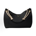 PRADA Mariner Mariner enamel metal triangular logo contrasting color design single-shoulder bag, large black for women